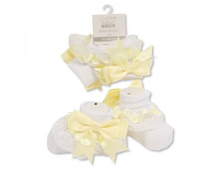 Baby Lace Socks - Lemon (0-18 Months) (pk6) BW-61-2220L