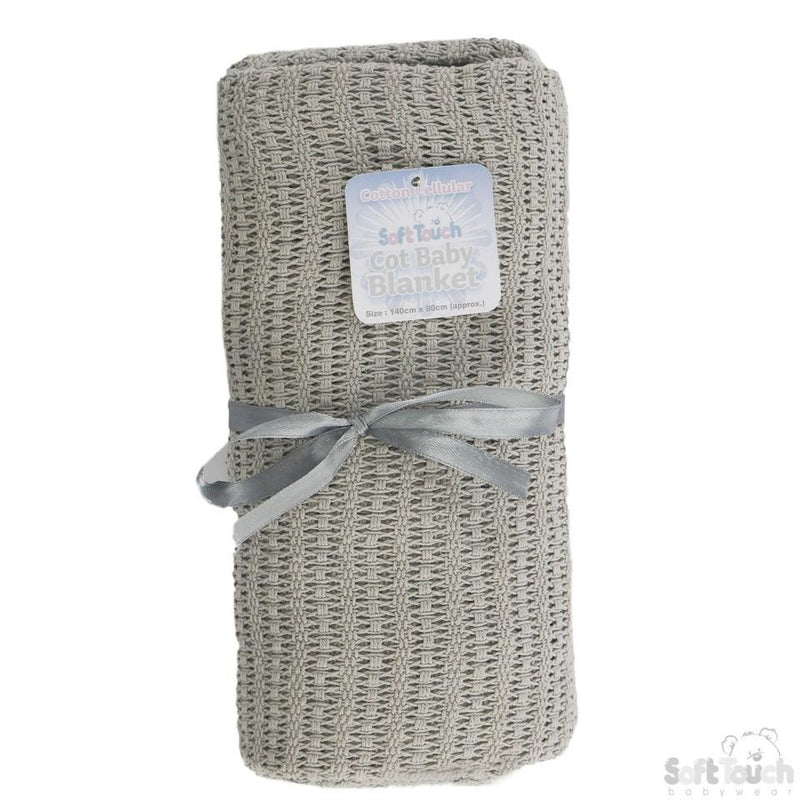 Grey Cot Size Cellular Cotton Baby Blanket (Bulk Pack) CBC64-BP-G - Kidswholesale.co.uk