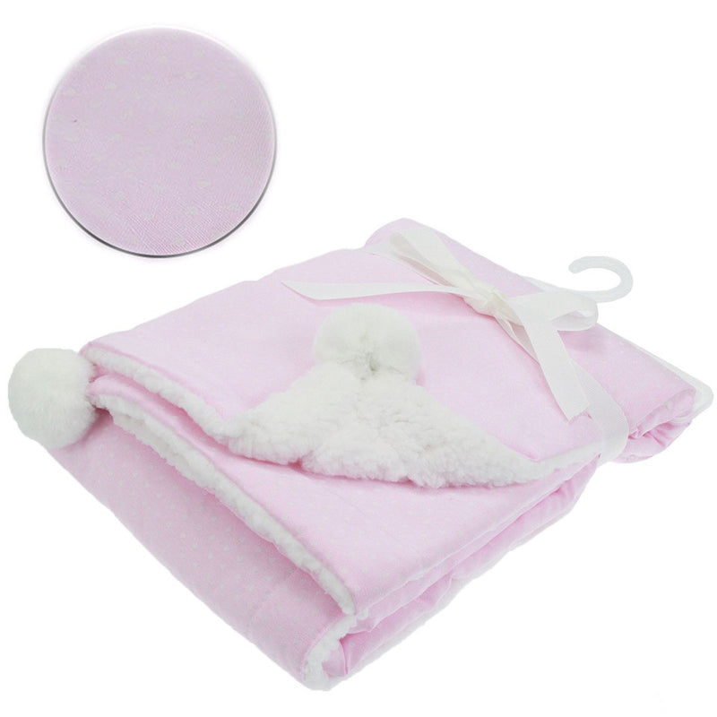 Pink Wrap W/Print & Pom Pom FBP190-P - Kidswholesale.co.uk