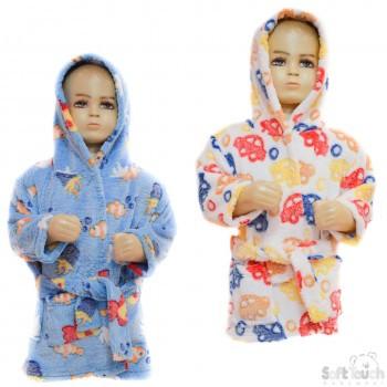 INFANTS MICROFIBRE HOODED ROBE:(FBR35) - Kidswholesale.co.uk