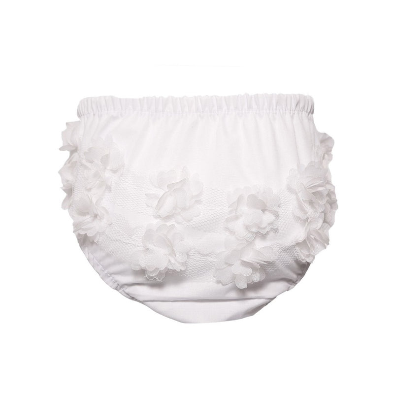 WHITE COTTON FRILLY PANTS (NB-18 MONTHS) FP18-W - Kidswholesale.co.uk