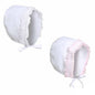 WHITE BONNET HAT W/LACE (6-12 MONTHS) H34 - Kidswholesale.co.uk