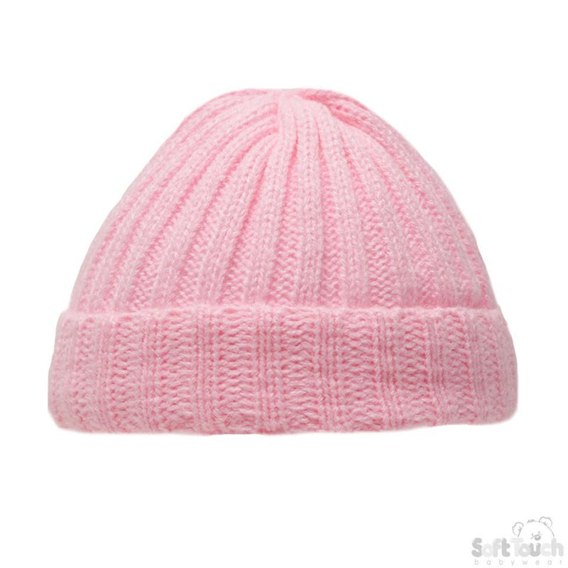 NEWBORN PINK RIBBED HAT: H700-P-NB - Kidswholesale.co.uk