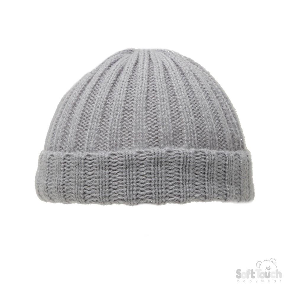 NEWBORN GREY RIBBED HAT: H700-G-NB - Kidswholesale.co.uk