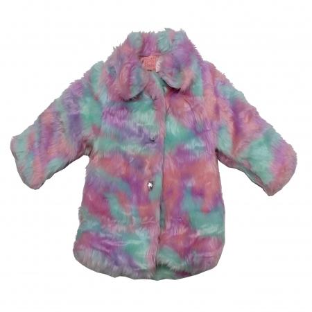 Girls Multicolour Fur Collar coat (6-24m) 04JTC8095 - Kidswholesale.co.uk