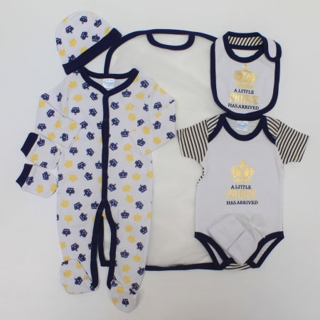 Boys 7Pc Mesh Bag Gift Set-"Little Prince Has Arrived" (0-6 Months) 45JTC8891