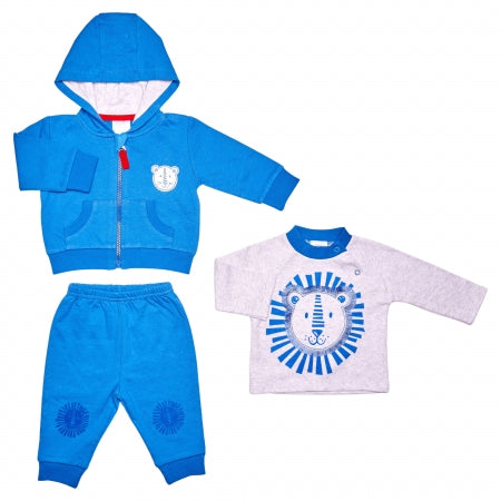 Baby Boys 3pc Tracksuit Set - Blue Lion (PK6) (3-12m) 40JTC9809
