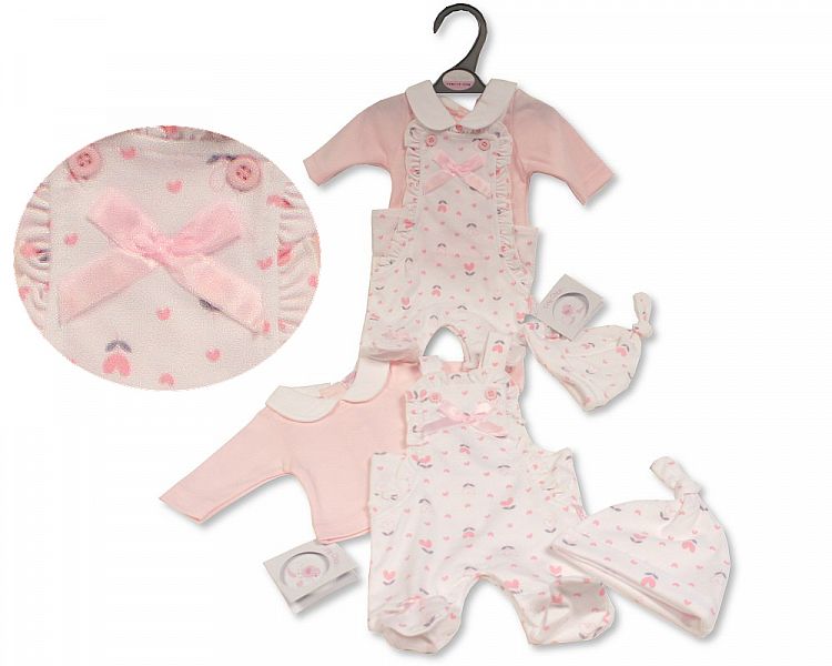 Premature Baby Girls 3 Pieces Set - Hearts (PK6) (3-8lbs) PB-20-385