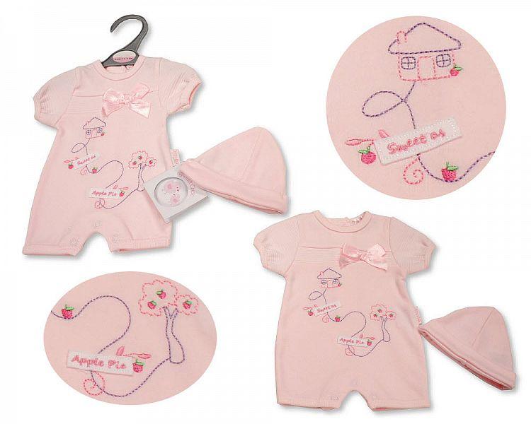 Premature Baby Girls Romper with Hat - Sweet As Apple Pie (3-5 to 5-8Lbs) Pb-20-537 - Kidswholesale.co.uk