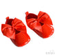 Red Shiny PU Shoes W/Large Satin Bow- B2228-R