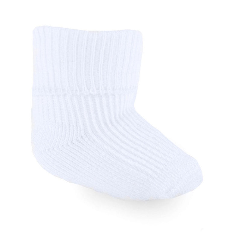 2 PAIR SET white RIBBED TINY BABY SOCKS (PREMATURE TURNOVER SOCKS) PRS03-W - Kidswholesale.co.uk