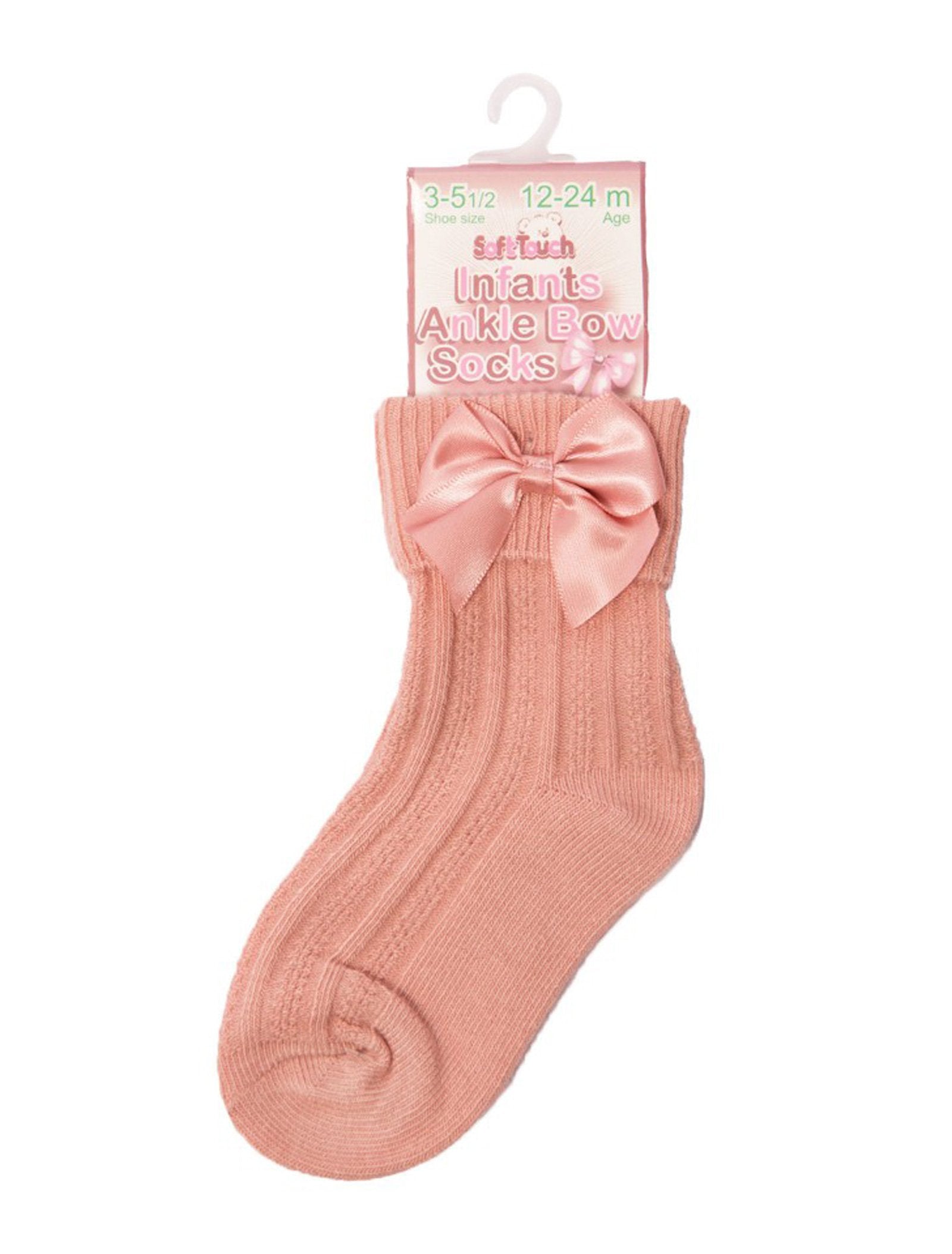 Large Bow Ankle Socks (0-24mnths) S123-RO - Kidswholesale.co.uk
