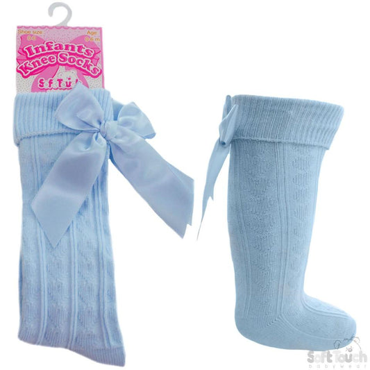 Infants Ribbed Knee Length Socks W/Stitched Bow: S41-B - Kidswholesale.co.uk