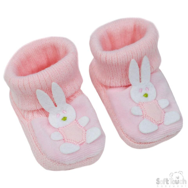 Acrylic Turnover Baby Bootees - Bunny : S423 - Kidswholesale.co.uk