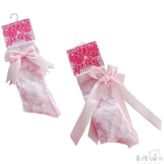 Pink SHINY KNEE-LENGTH SOCKS W/SPOTS: S43-P - Kidswholesale.co.uk