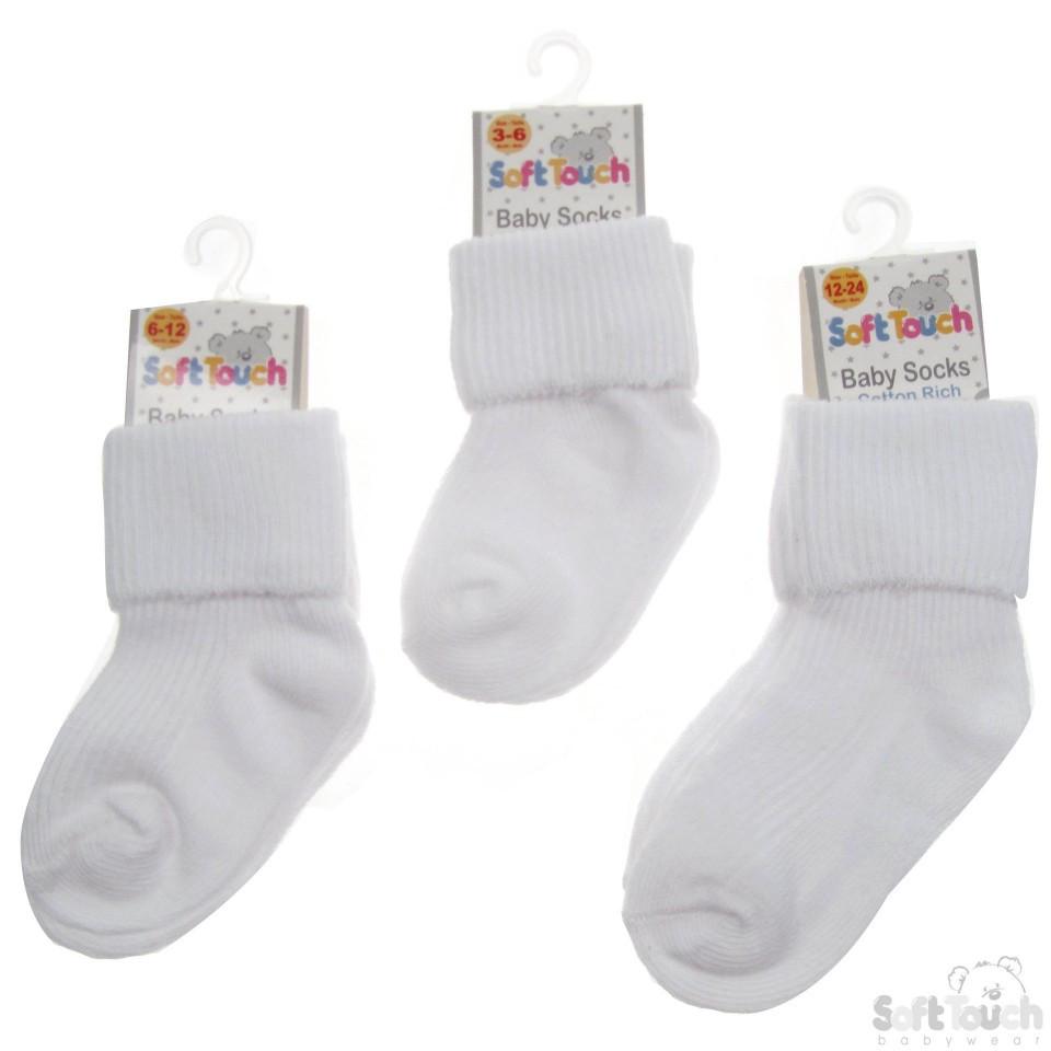 PLAIN WHITE TOT COTTON SOCKS: S57-W-324 - Kidswholesale.co.uk