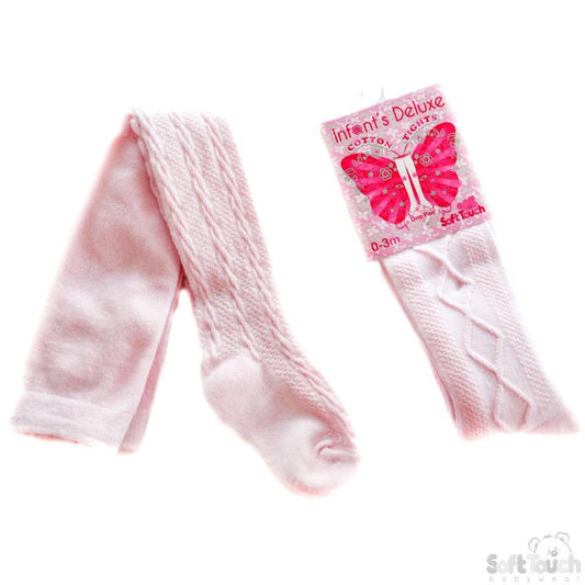 INFANTS PLAIN JACQUARD PINK TIGHTS: T21-P - Kidswholesale.co.uk