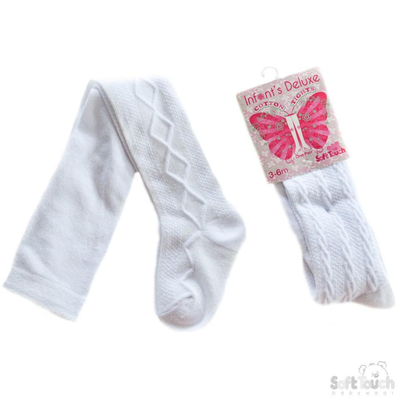 INFANTS PLAIN JACQUARD WHITE TIGHTS: T21-W - Kidswholesale.co.uk