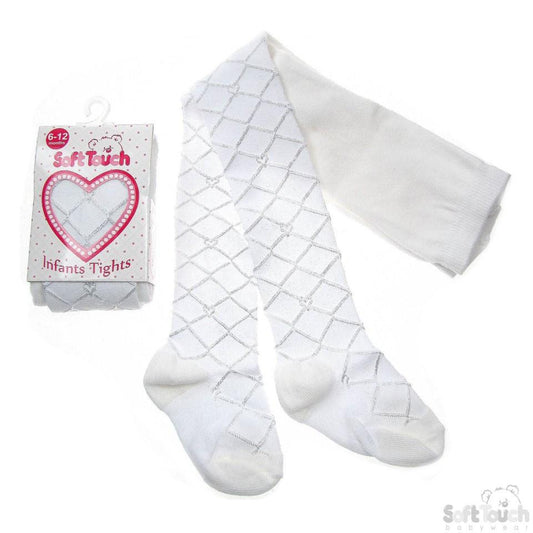 White Shiny Diamond Tights - T31-W - NB - 24 Months - Kidswholesale.co.uk