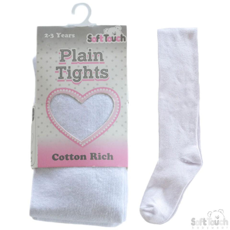 Plain White Cotton Tights - 5-6 Years - T80-W - Kidswholesale.co.uk